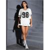 imageVerdusa Womens Jersey Shirts for Women Graphic Number Shirt Soccer Jersey Summer Oversized T Shirts TopsBlack and White