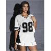 imageVerdusa Womens Jersey Shirts for Women Graphic Number Shirt Soccer Jersey Summer Oversized T Shirts TopsBlack and White