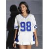 imageVerdusa Womens Jersey Shirts for Women Graphic Number Shirt Soccer Jersey Summer Oversized T Shirts TopsBlue
