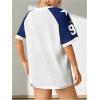 imageVerdusa Womens Jersey Shirts for Women Graphic Number Shirt Soccer Jersey Summer Oversized T Shirts TopsBlue White