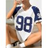 imageVerdusa Womens Jersey Shirts for Women Graphic Number Shirt Soccer Jersey Summer Oversized T Shirts TopsBlue White