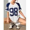 imageVerdusa Womens Jersey Shirts for Women Graphic Number Shirt Soccer Jersey Summer Oversized T Shirts TopsBlue White