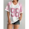 imageVerdusa Womens Jersey Shirts for Women Graphic Number Shirt Soccer Jersey Summer Oversized T Shirts TopsPink