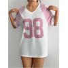 imageVerdusa Womens Jersey Shirts for Women Graphic Number Shirt Soccer Jersey Summer Oversized T Shirts TopsPink
