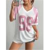 imageVerdusa Womens Jersey Shirts for Women Graphic Number Shirt Soccer Jersey Summer Oversized T Shirts TopsPink