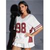 imageVerdusa Womens Jersey Shirts for Women Graphic Number Shirt Soccer Jersey Summer Oversized T Shirts TopsWhite Red