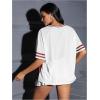 imageVerdusa Womens Jersey Shirts for Women Graphic Number Shirt Soccer Jersey Summer Oversized T Shirts TopsWhite Red
