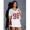 imageVerdusa Womens Jersey Shirts for Women Graphic Number Shirt Soccer Jersey Summer Oversized T Shirts TopsWhite Red