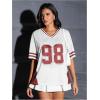 imageVerdusa Womens Jersey Shirts for Women Graphic Number Shirt Soccer Jersey Summer Oversized T Shirts TopsWhite Red