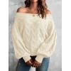 imageVerdusa Womens Off The Shoulder Sweater Top Dolman Sleeve Textured Knit Pullover SweatersApricot