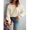 imageVerdusa Womens Off The Shoulder Sweater Top Dolman Sleeve Textured Knit Pullover SweatersApricot