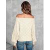 imageVerdusa Womens Off The Shoulder Sweater Top Dolman Sleeve Textured Knit Pullover SweatersApricot