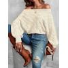 imageVerdusa Womens Off The Shoulder Sweater Top Dolman Sleeve Textured Knit Pullover SweatersApricot