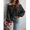 imageVerdusa Womens Off The Shoulder Sweater Top Dolman Sleeve Textured Knit Pullover SweatersBlack
