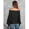 imageVerdusa Womens Off The Shoulder Sweater Top Dolman Sleeve Textured Knit Pullover SweatersBlack