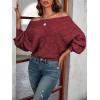 imageVerdusa Womens Off The Shoulder Sweater Top Dolman Sleeve Textured Knit Pullover SweatersBurgundy