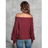 imageVerdusa Womens Off The Shoulder Sweater Top Dolman Sleeve Textured Knit Pullover SweatersBurgundy