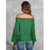 imageVerdusa Womens Off The Shoulder Sweater Top Dolman Sleeve Textured Knit Pullover SweatersGreen