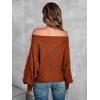imageVerdusa Womens Off The Shoulder Sweater Top Dolman Sleeve Textured Knit Pullover SweatersRust Brown