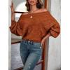 imageVerdusa Womens Off The Shoulder Sweater Top Dolman Sleeve Textured Knit Pullover SweatersRust Brown