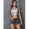 imageVerdusa Womens Ripped Distressed Skinny Denim ShortsBlack Washed