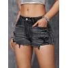 imageVerdusa Womens Ripped Distressed Skinny Denim ShortsBlack Washed