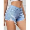imageVerdusa Womens Ripped Distressed Skinny Denim ShortsBlue White