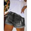imageVerdusa Womens Ripped Distressed Skinny Denim ShortsConcrete Grey