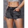 imageVerdusa Womens Ripped Distressed Skinny Denim ShortsDark Black