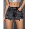 imageVerdusa Womens Ripped Distressed Skinny Denim ShortsDark Black