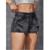 imageVerdusa Womens Ripped Distressed Skinny Denim ShortsDark Black