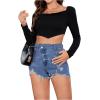 imageVerdusa Womens Ripped Distressed Skinny Denim ShortsDark Blue