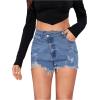imageVerdusa Womens Ripped Distressed Skinny Denim ShortsDark Blue