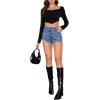 imageVerdusa Womens Ripped Distressed Skinny Denim ShortsDark Blue