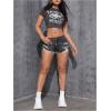 imageVerdusa Womens Ripped Distressed Skinny Denim ShortsDark Grey