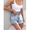 imageVerdusa Womens Ripped Distressed Skinny Denim ShortsDenim White