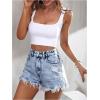 imageVerdusa Womens Ripped Distressed Skinny Denim ShortsDenim White
