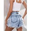 imageVerdusa Womens Ripped Distressed Skinny Denim ShortsDenim White