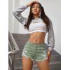 imageVerdusa Womens Ripped Distressed Skinny Denim ShortsGreen