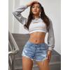 imageVerdusa Womens Ripped Distressed Skinny Denim ShortsLight Blue
