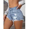 imageVerdusa Womens Ripped Distressed Skinny Denim ShortsLight Blue