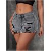 imageVerdusa Womens Ripped Distressed Skinny Denim ShortsLight Grey
