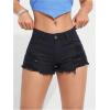 imageVerdusa Womens Ripped Distressed Skinny Denim ShortsPure Solid Black