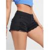 imageVerdusa Womens Ripped Distressed Skinny Denim ShortsPure Solid Black