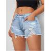 imageVerdusa Womens Ripped Distressed Skinny Denim ShortsTall Light Wash