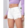 imageVerdusa Womens Ripped Distressed Skinny Denim ShortsWhite