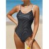 imageVerdusa Womens Ruffled Open Back Spaghetti Strap One Piece Swimsuit SwimwearBlack Polka
