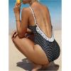 imageVerdusa Womens Ruffled Open Back Spaghetti Strap One Piece Swimsuit SwimwearBlack Polka