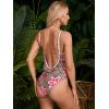 imageVerdusa Womens Ruffled Open Back Spaghetti Strap One Piece Swimsuit SwimwearLeopard Pink