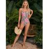 imageVerdusa Womens Ruffled Open Back Spaghetti Strap One Piece Swimsuit SwimwearLeopard Pink